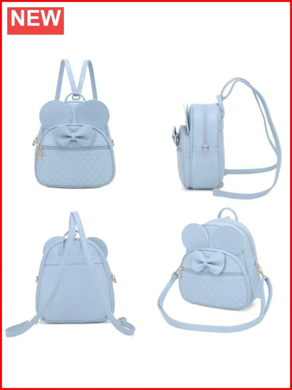 Faux Leather Bowknot Mini Backpack Convertible Shoulder Bag Cute Daypack